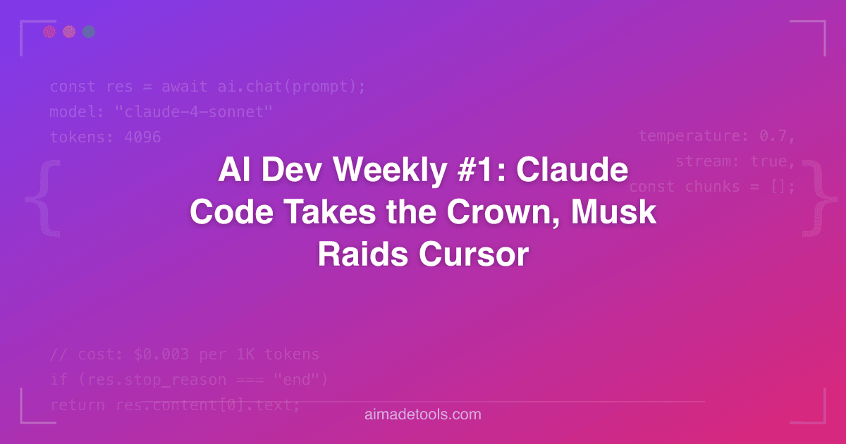 AI Dev Weekly #1: Claude Code Takes the Crown, Musk Raids Cursor