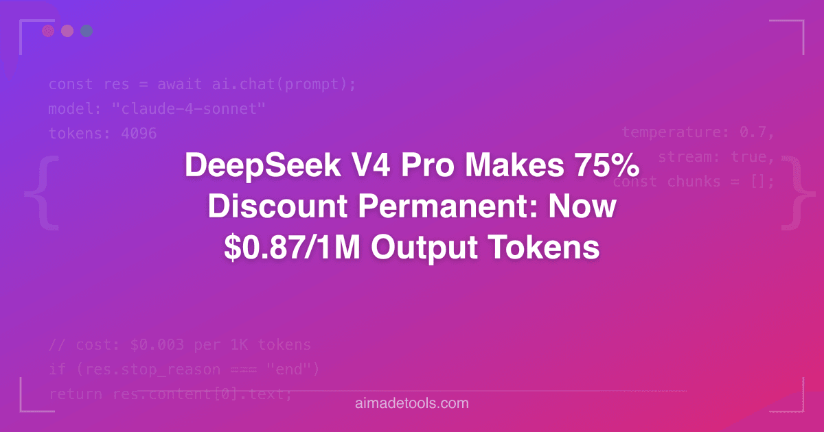 DeepSeek V4 Pro Makes 75% Discount Permanent: Now $0.87/1M Output Tokens