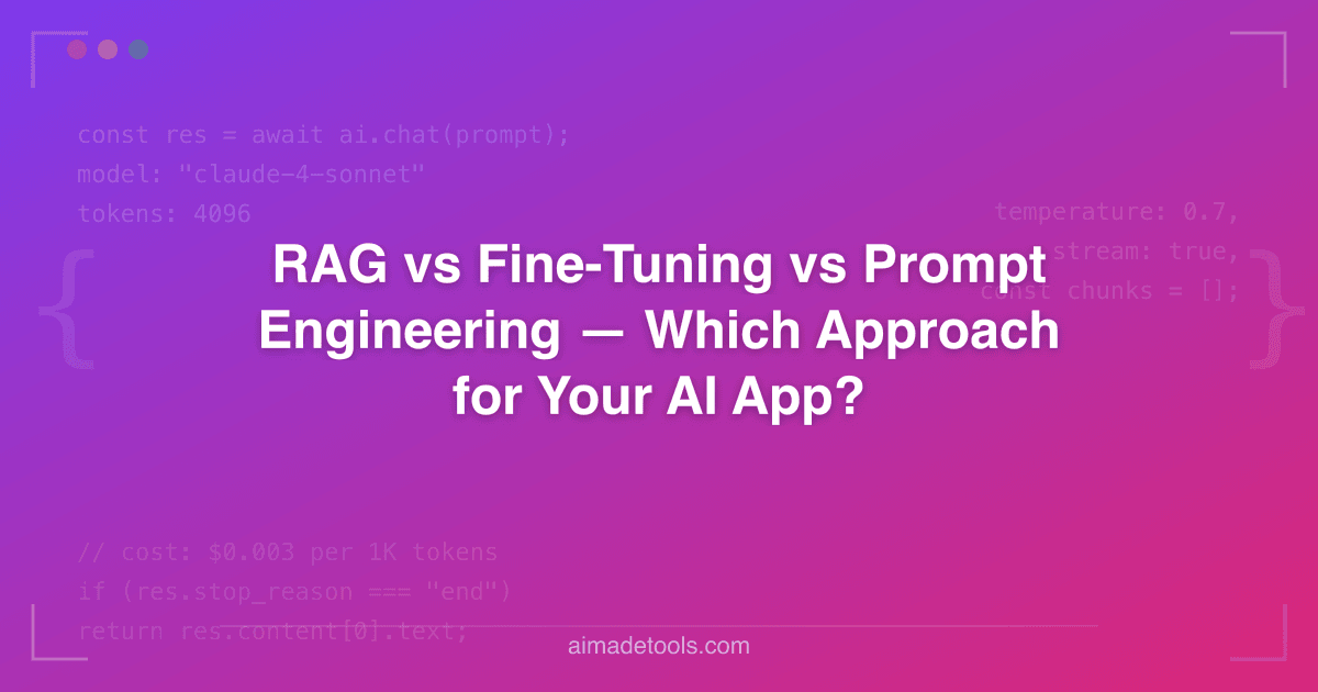 RAG vs Fine-Tuning vs Prompt Engineering — Which Approach for Your AI App?